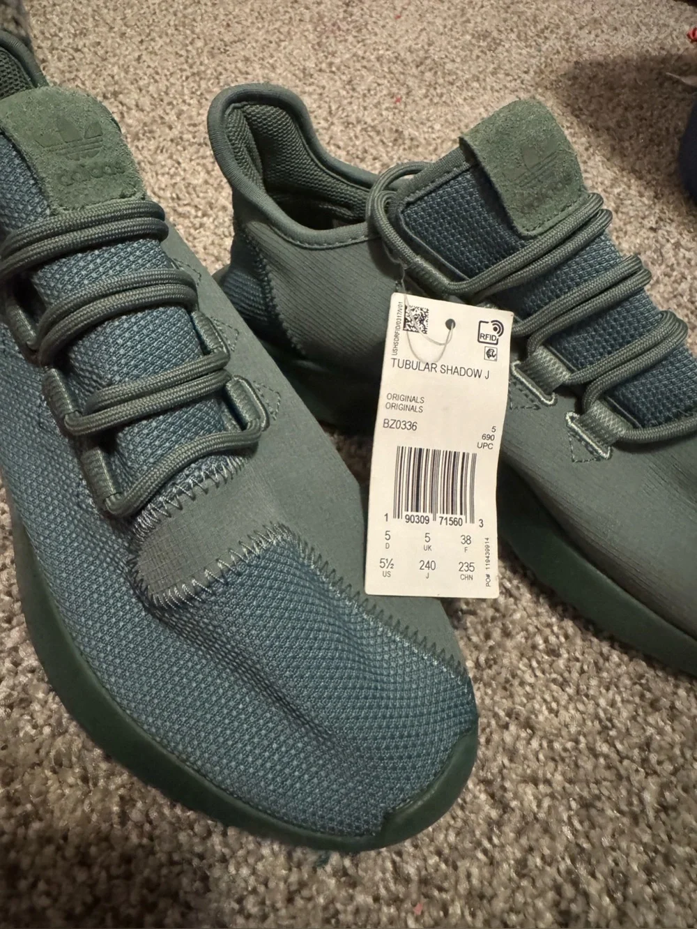 adidas Originals Tubular Shadow J Men's Olive Green Sneakers
